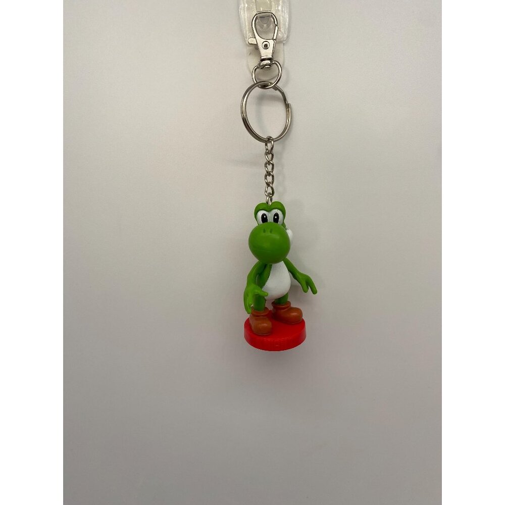 Upcycled Nintendo Yoshi Chess Piece Keychain: Vintage Toy Charm for Purses & Bag